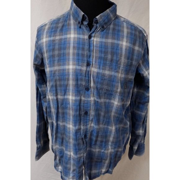 Columbia Mens Large Blue Plaid Regular Fit Long Sleeve Button Down Shirt - Picture 1 of 12